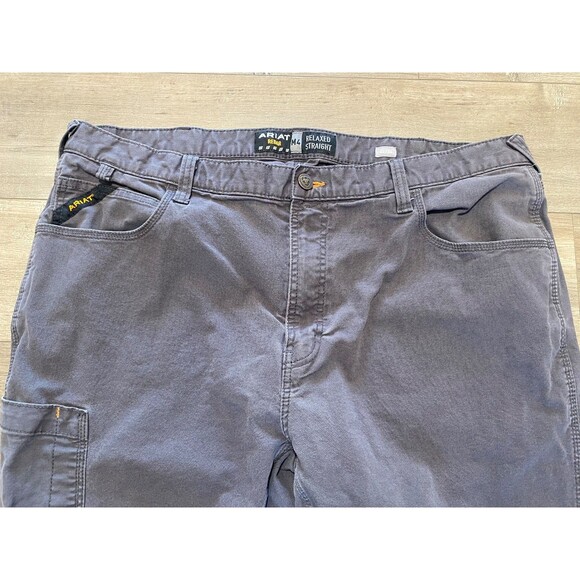 Ariat Rebar M4 Mens 42X34 Relaxed Straight Gray Durastretch Cargo Pants - Picture 2 of 10